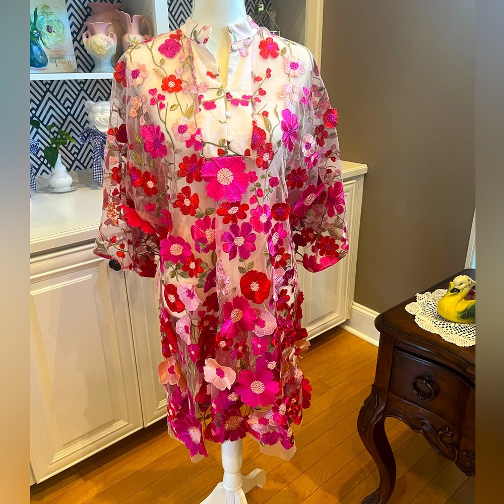 Marie by Victoria Dunn Floral Sheer dress Small